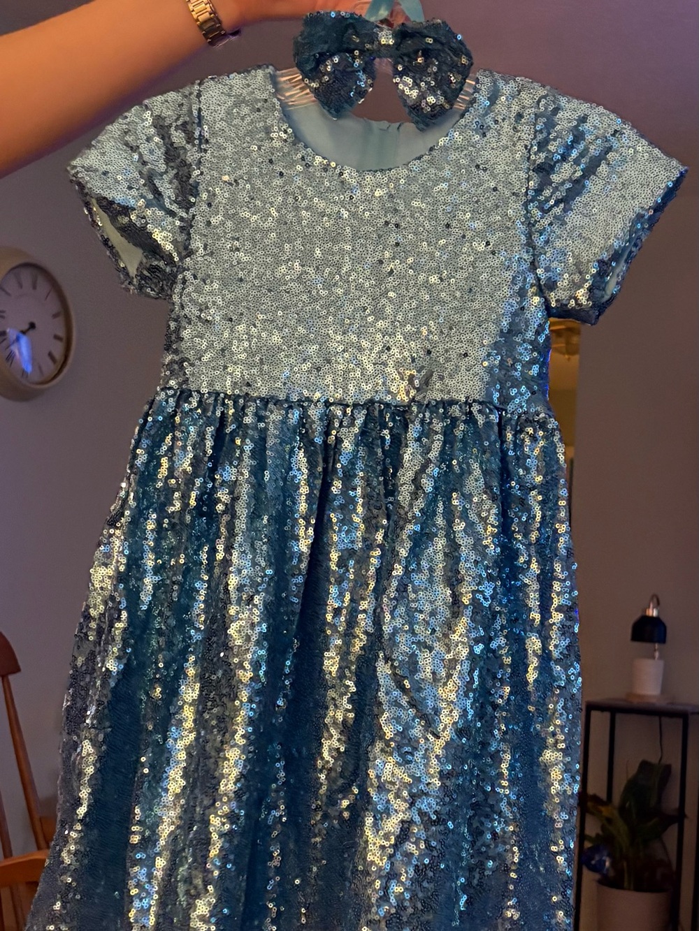 Sparkling Blue Sequin Girl's Party Dress